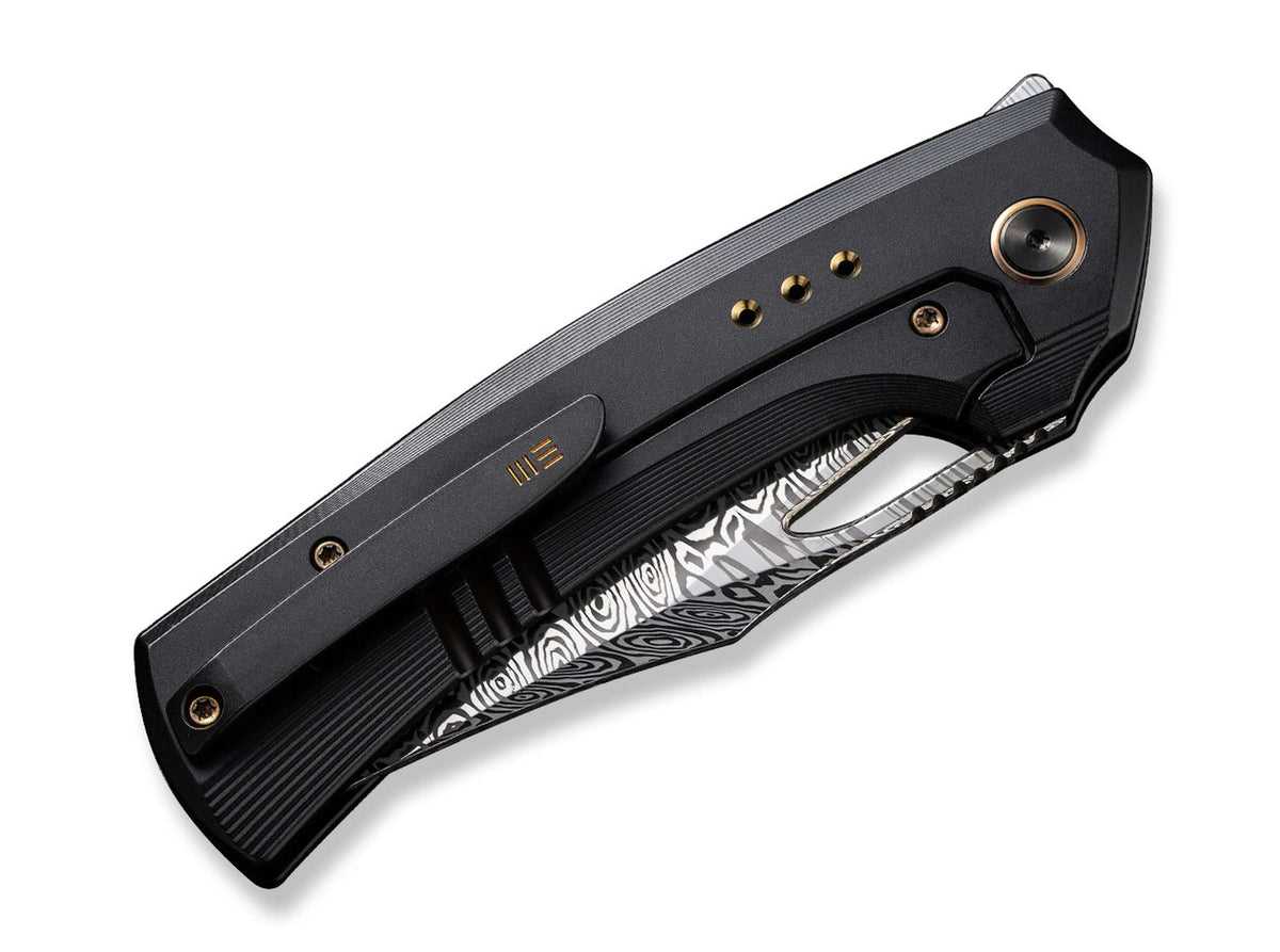 WE Knife Nefaris Ltd Titanium Black Nebula FAT CF Damascus