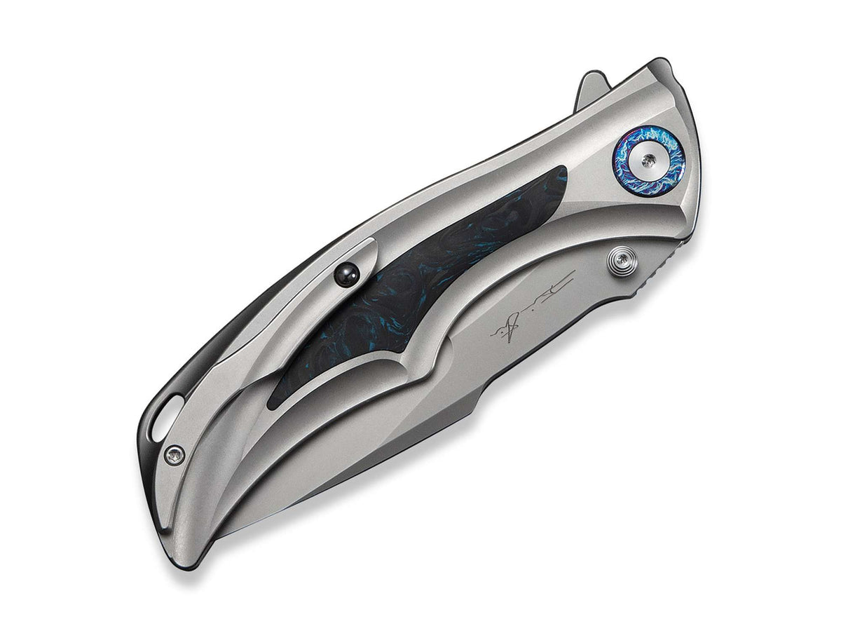 WE Knife Tighe Down M390 Ti Blue & Black CF