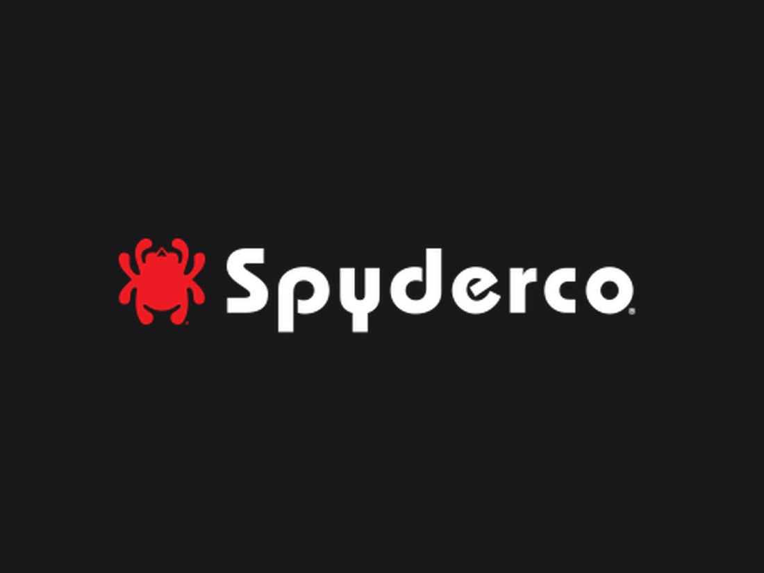 Official Spyderco logo with the red spider on a dark background