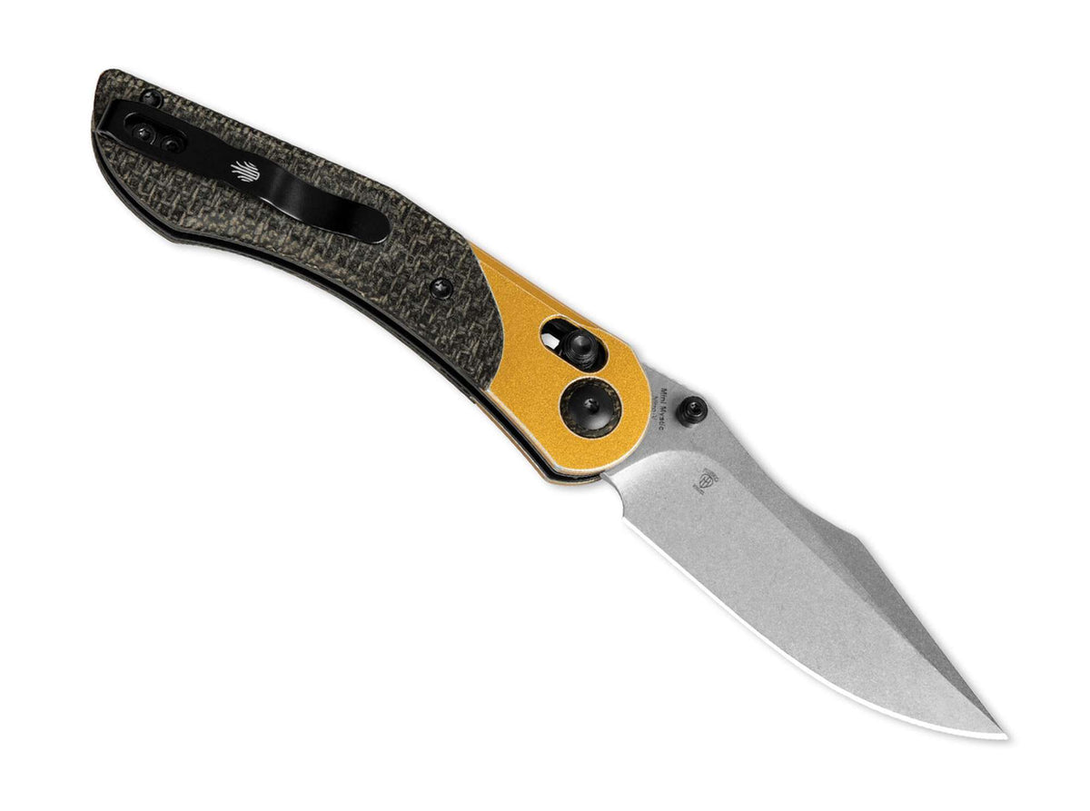 Kizer Mini Mystic Nitro-V Golden Aluminum & Micarta Green