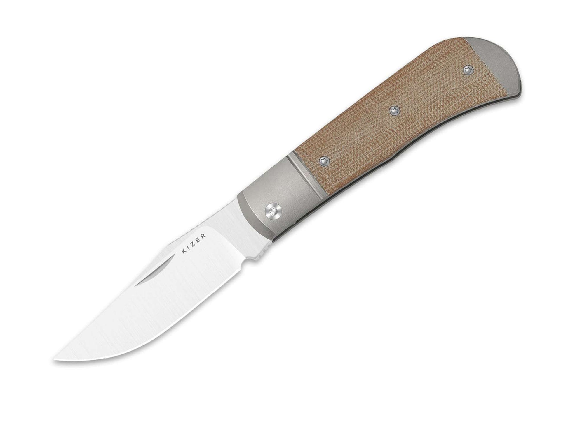 Kizer Trestle 14C28N Ti Natural Micarta