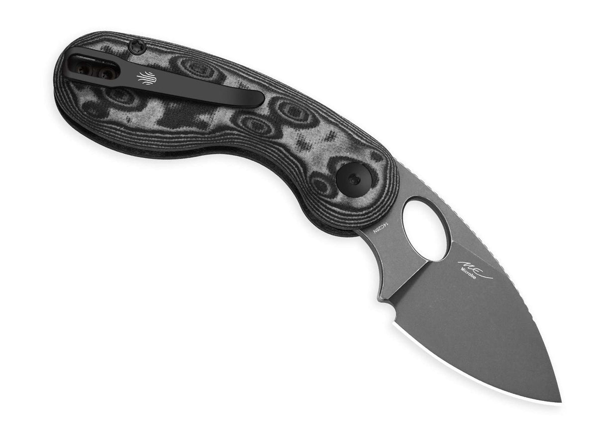 Kizer Microbe 14C28N Black & Grey Vortex Micarta