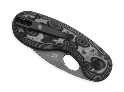 Kizer Microbe 14C28N Black & Grey Vortex Micarta