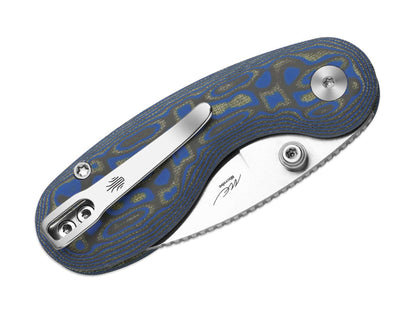 Kizer Microbe 14C28N Blue & Green Vortex Micarta