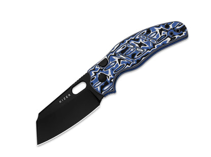 Kizer C01C 2.9 CD Nitro-V Blue Vortex Pattern Micarta PVD