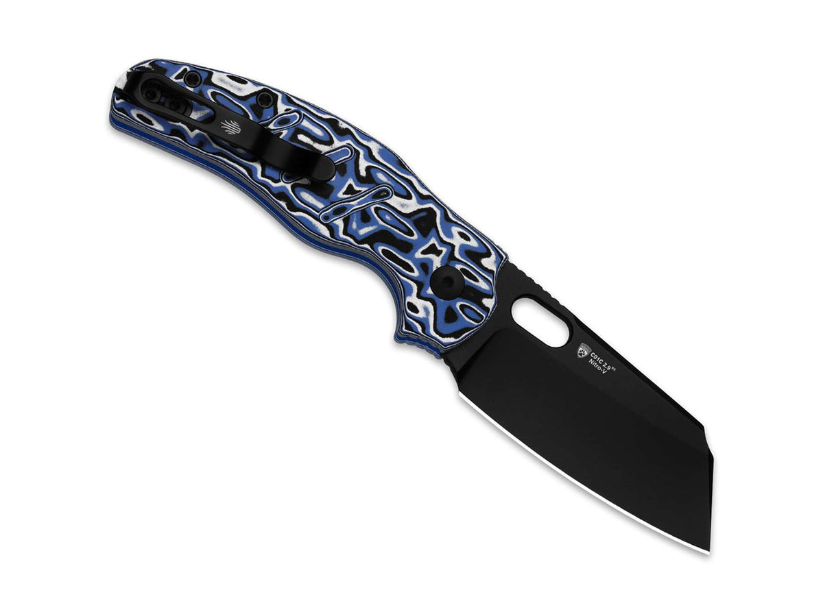 Kizer C01C 2.9 CD Nitro-V Blue Vortex Pattern Micarta PVD