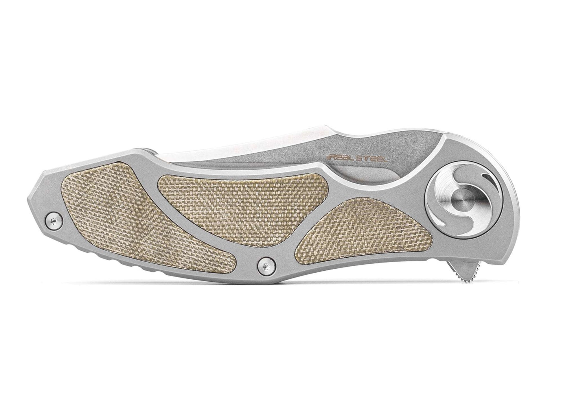 Real Steel Exorcist S35VN Ti Green Micarta Three Scales