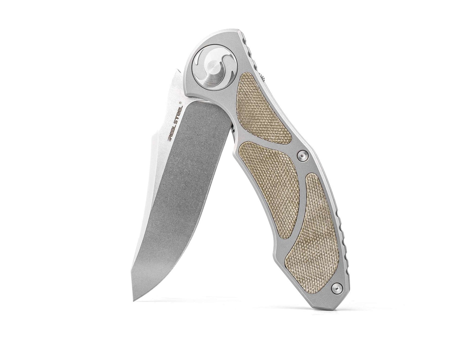 Real Steel Exorcist S35VN Ti Green Micarta Three Scales