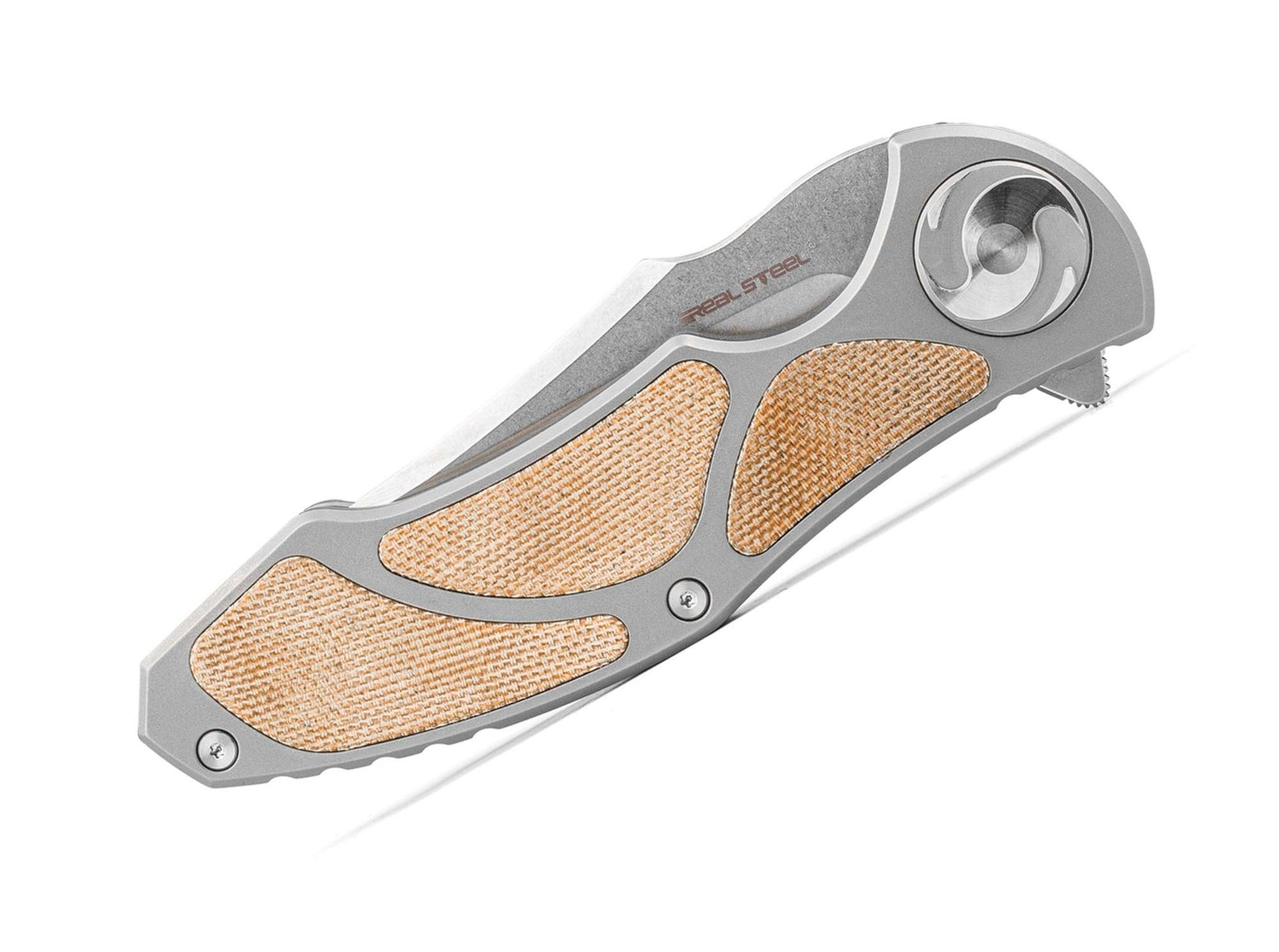 Real Steel Exorcist S35VN Ti Natural Micarta Three Scales
