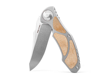 Real Steel Exorcist S35VN Ti Natural Micarta Three Scales