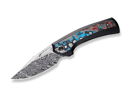 WE Knife Nefaris Ltd Titanium Black Nebula FAT CF Damascus