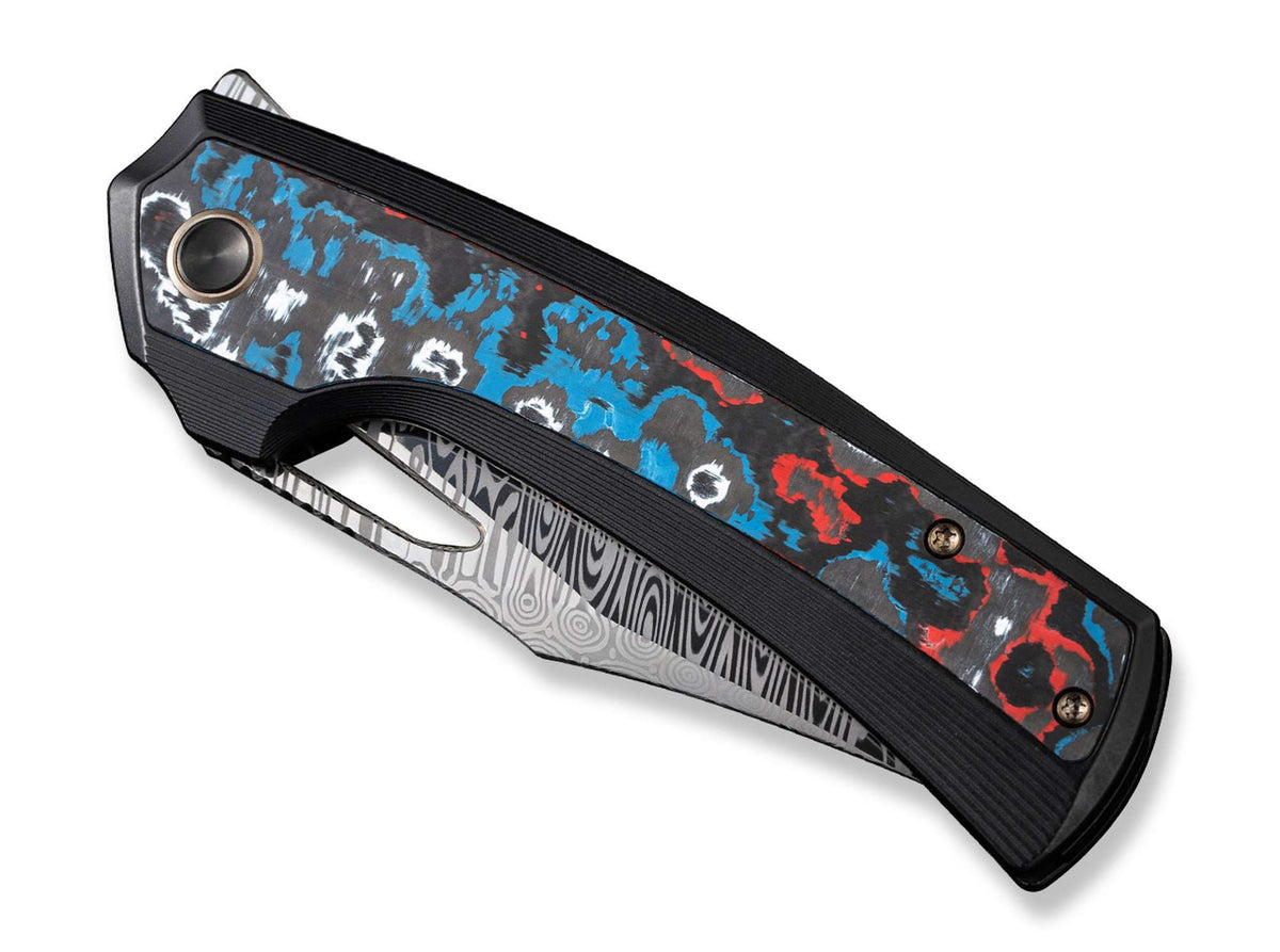 WE Knife Nefaris Ltd Titanium Black Nebula FAT CF Damascus