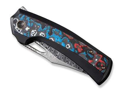 WE Knife Nefaris Ltd Titanium Black Nebula FAT CF Damascus