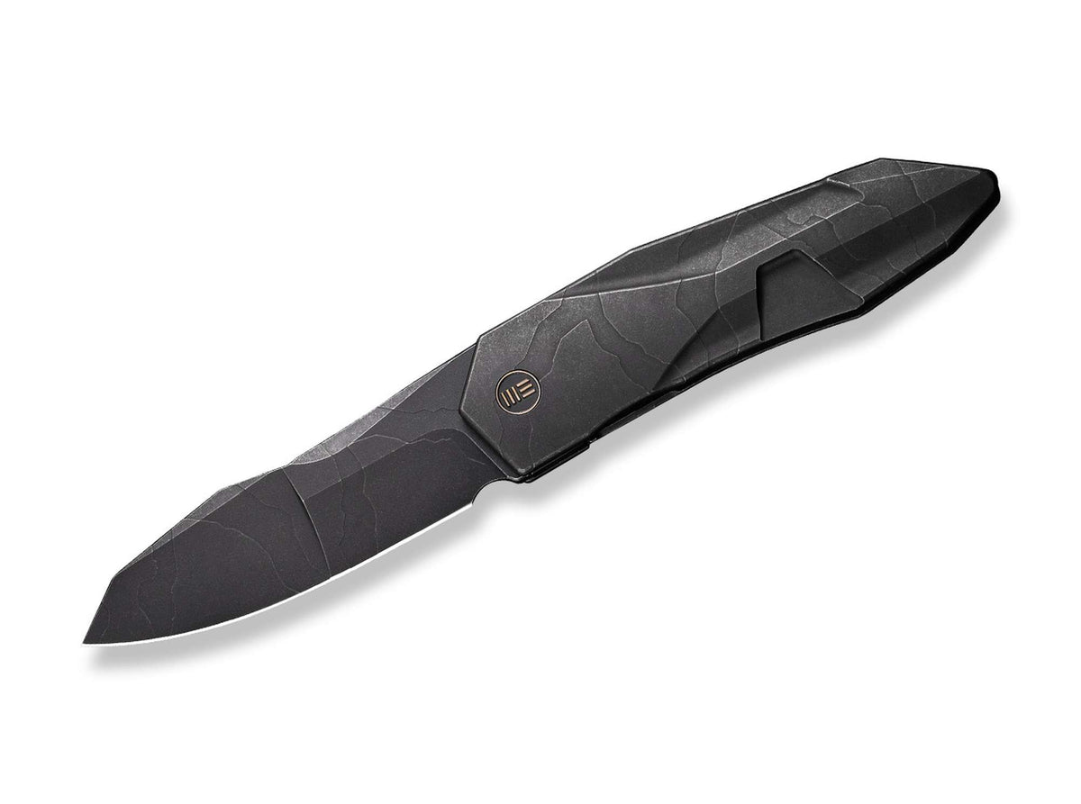 WE Knife Solid Titanium Black Etching Pattern
