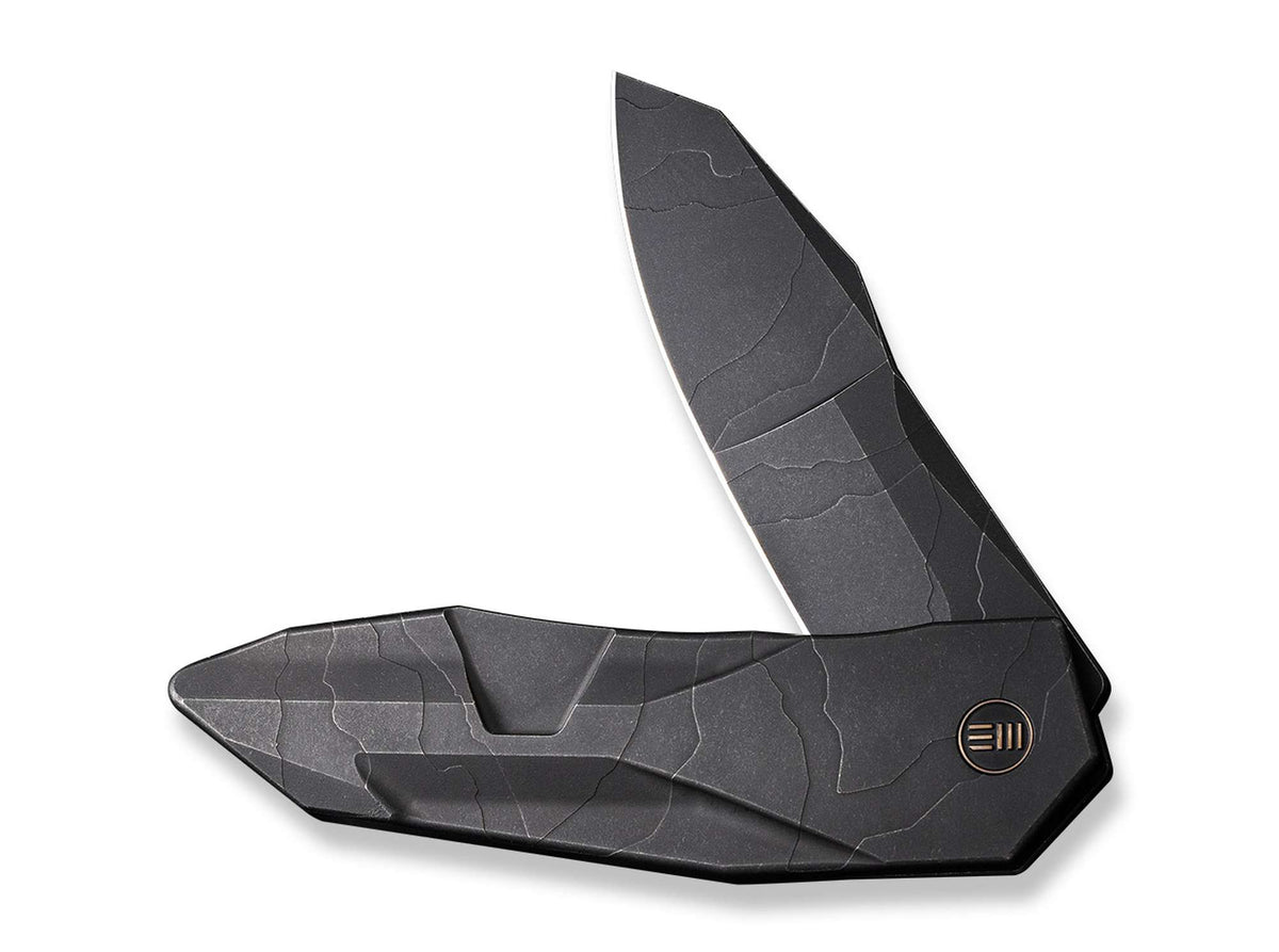 WE Knife Solid Titanium Black Etching Pattern