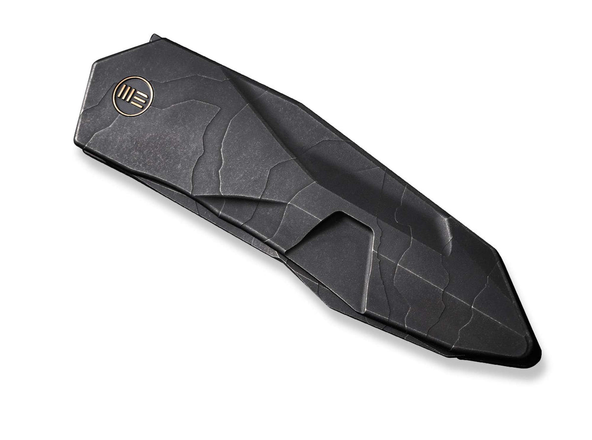 WE Knife Solid Titanium Black Etching Pattern