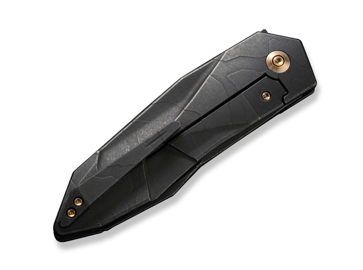 WE Knife Solid Titanium Black Etching Pattern
