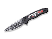 WE Knife Button Lock Kitefin Ltd Titanium CF Nebula Damascus