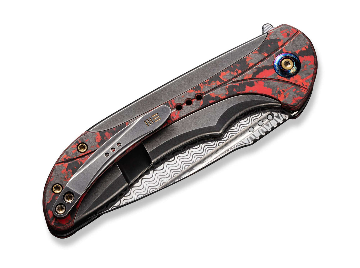 WE Knife Equivik Titanium Grey Lava Flow CF Damascus