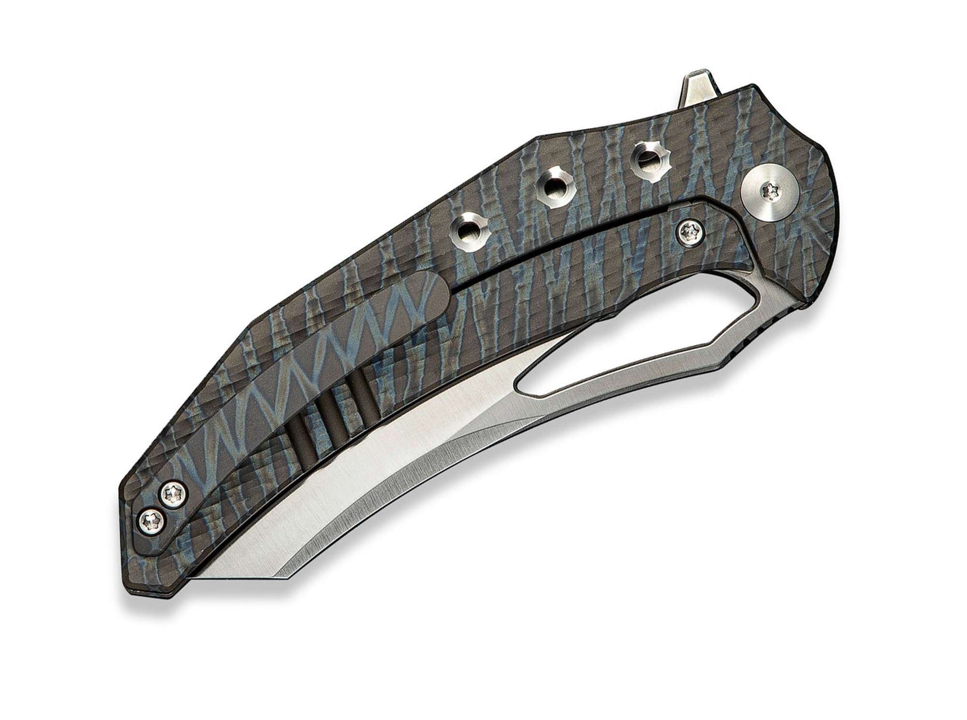 WE Knife Epaulette M390 Diamond Patterned Tiger Stripe Flamed Ti