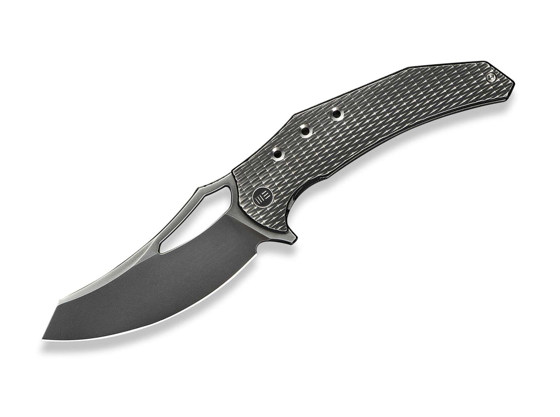 WE Knife Epaulette M390 Diamond Paterned Polished Gray