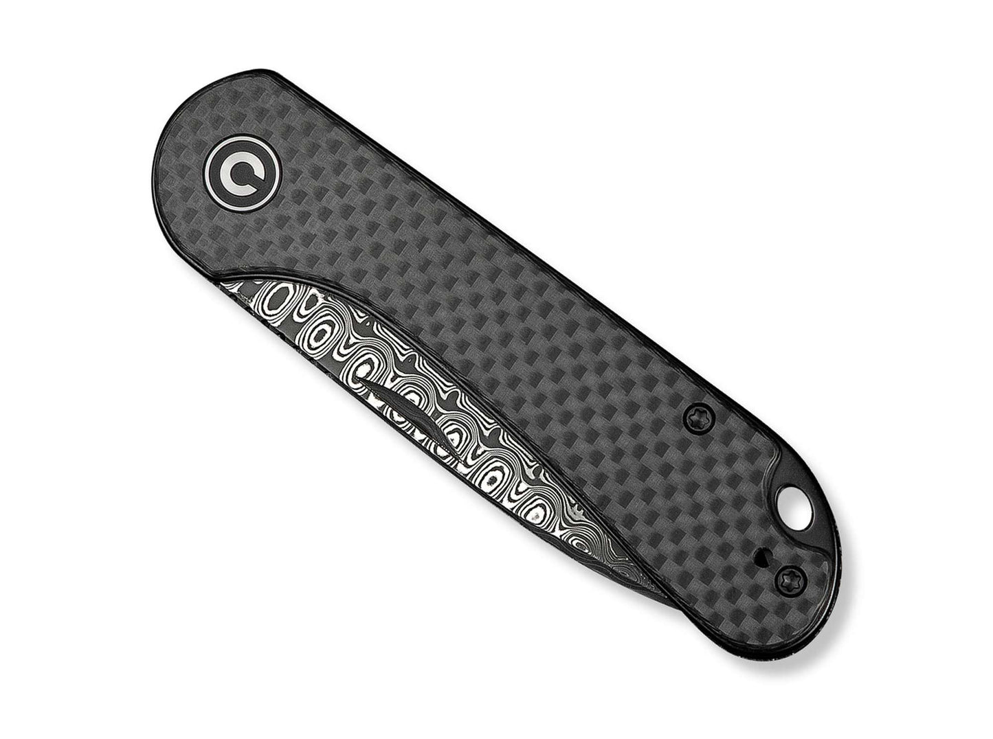 CIVIVI Elementum Slip Joint Damascus Twill CF