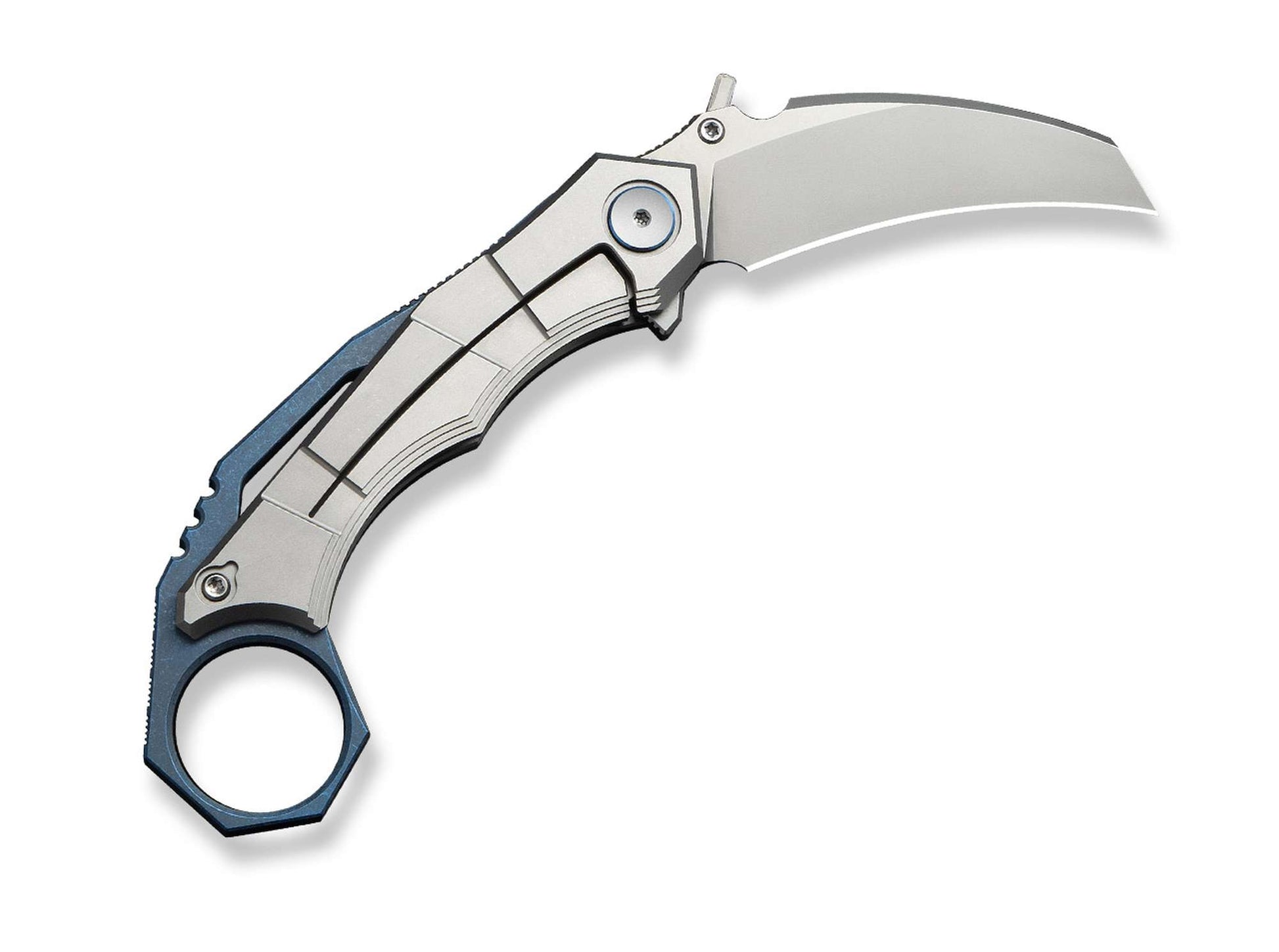 WE Knife Tayra M390 Grey & Blue Ti Stonewashed
