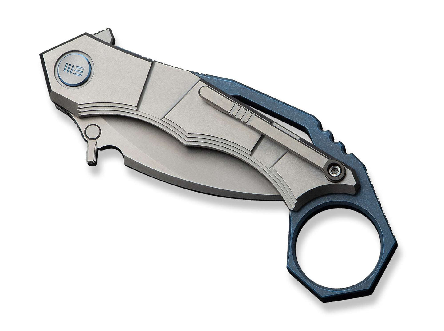 WE Knife Tayra M390 Grey & Blue Ti Stonewashed