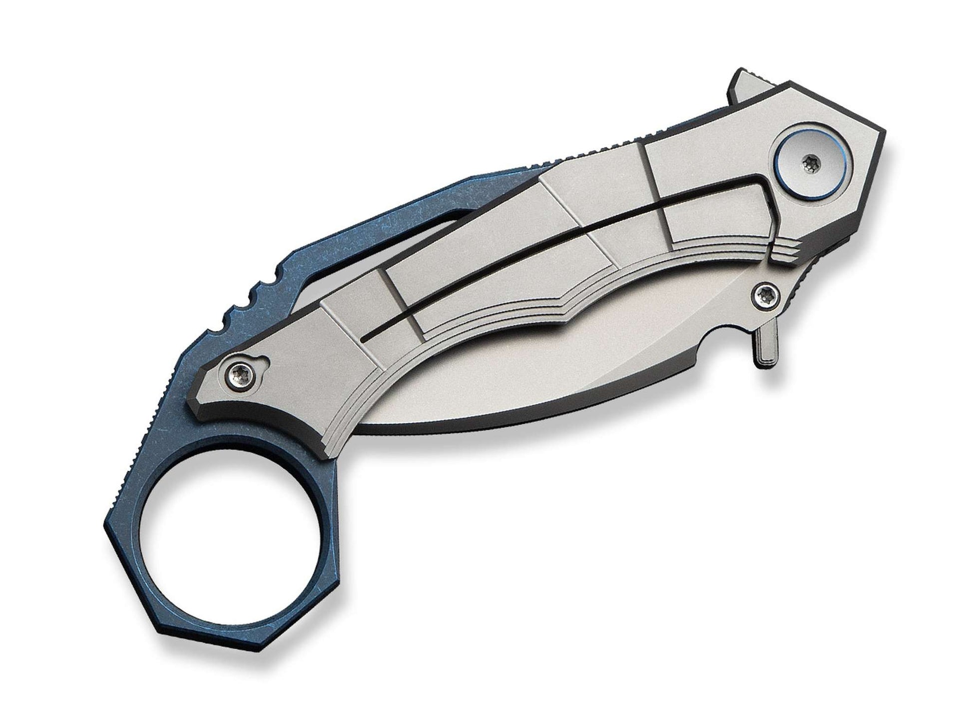 WE Knife Tayra M390 Grey & Blue Ti Stonewashed