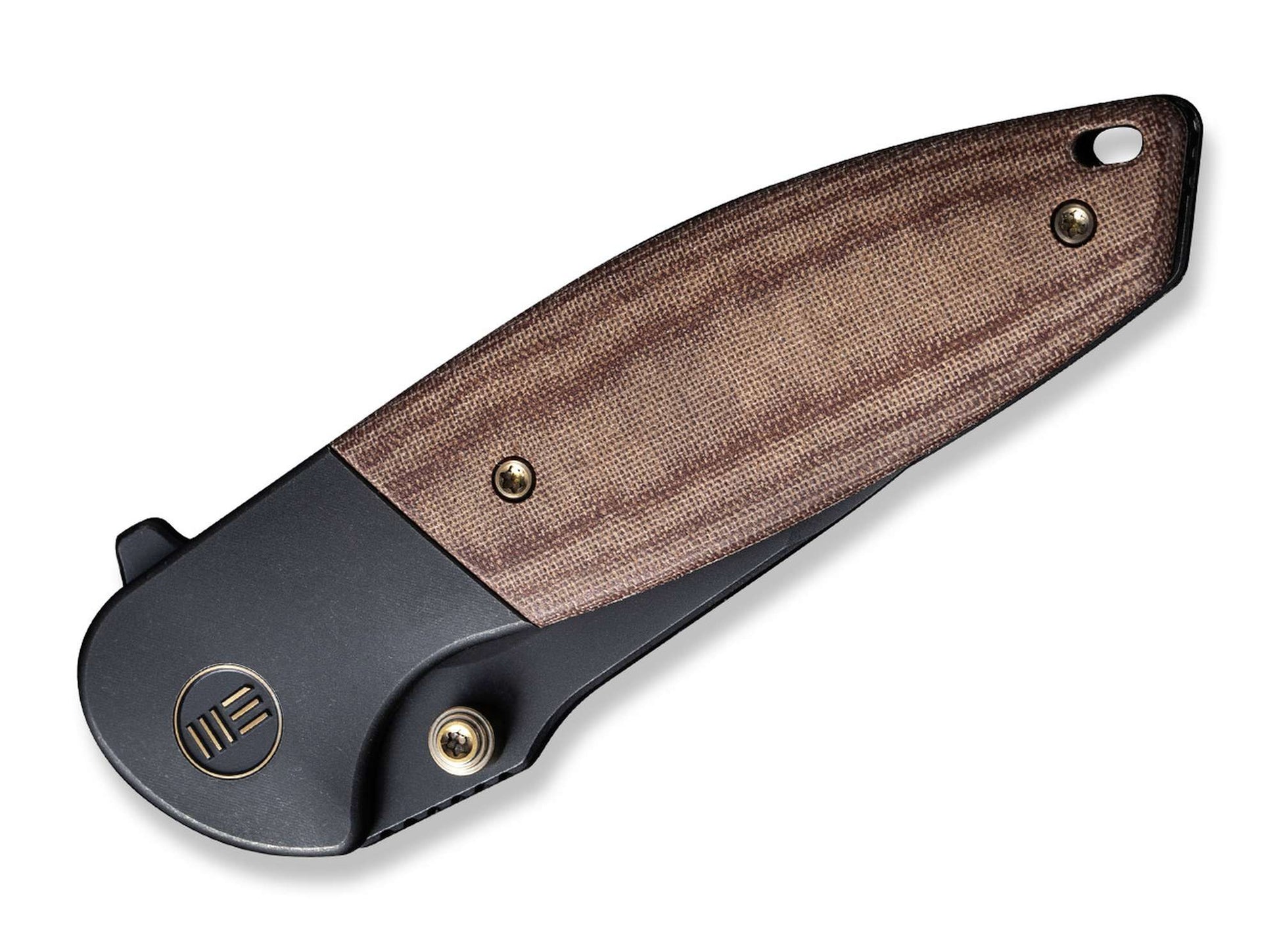 WE Knife Nitro Mini Black Titanium Micarta Brown
