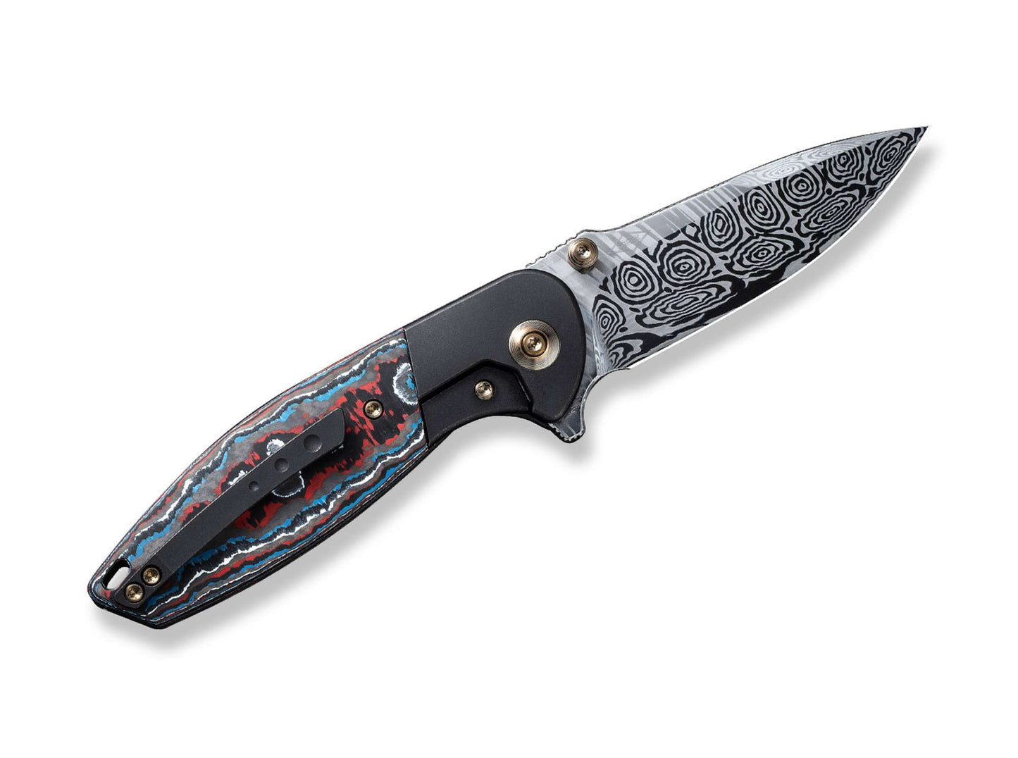 WE Knife Nitro Mini Black Titanium Nebula Carbon Damascus