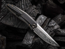 WE Knife Cybernetic Titanium Black Etching Pattern Damascus