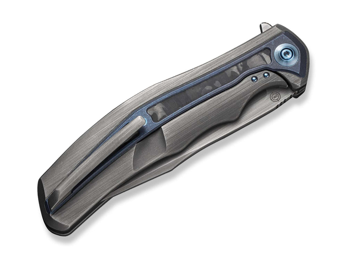 WE Knife Zonda Titanium Black & Blue Marble CF