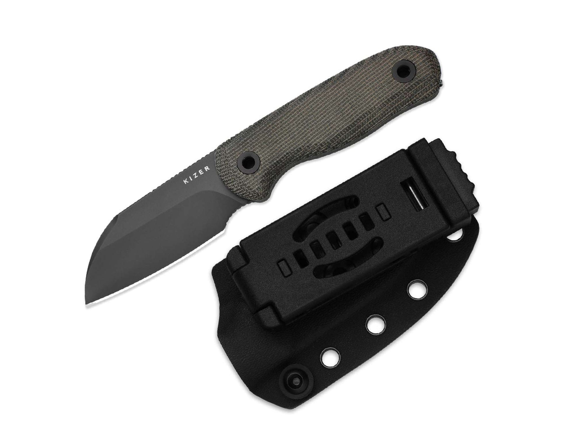 Kizer Drop Bear Fix S45VN Grayish Green Norplex UltreX Micarta DLC