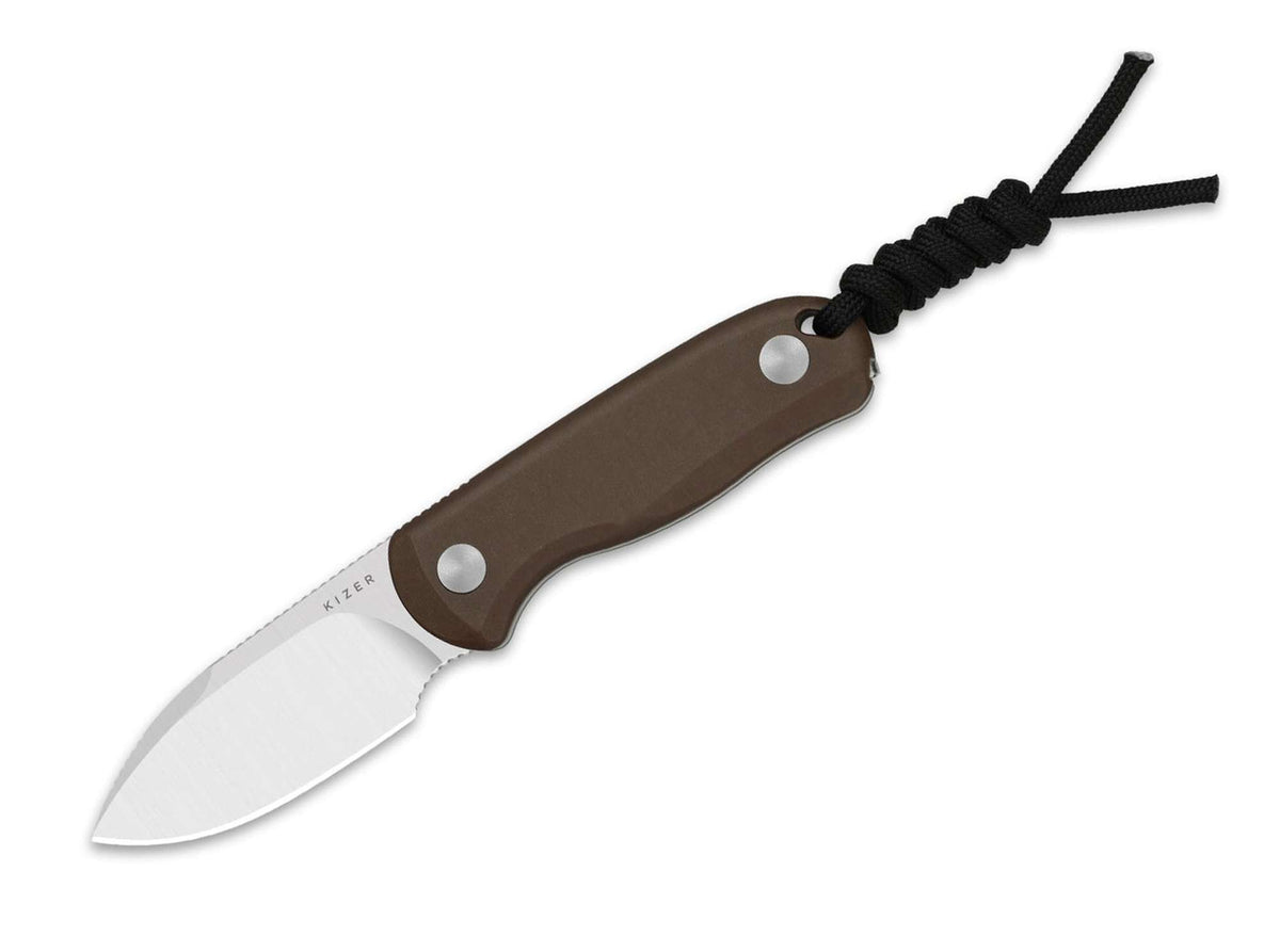Kizer Drop Bear Fix 14C28N Brown Norplex UltreX Micarta