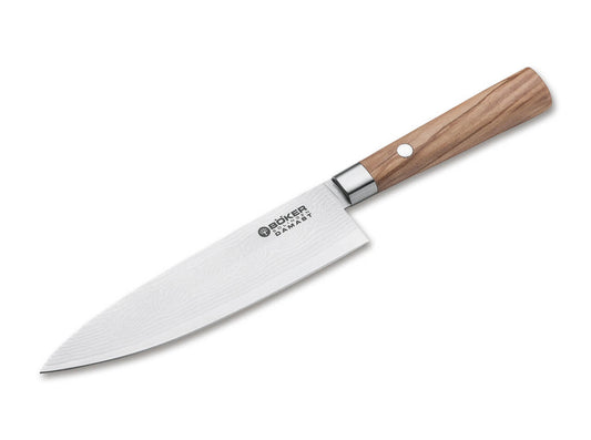 Böker Manufaktur Solingen Damast Olive Chefmesser Klein