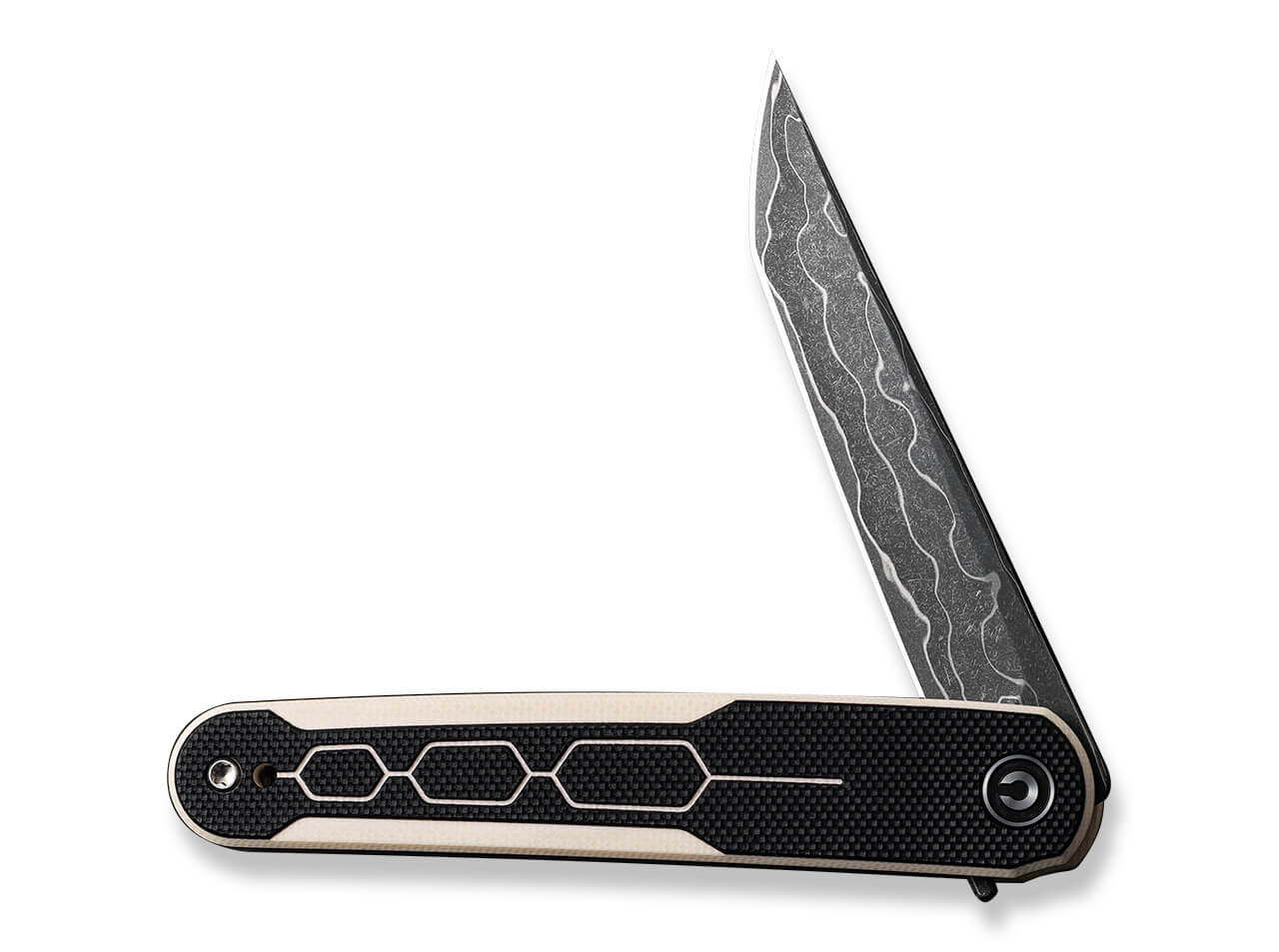 CIVIVI KwaiQ Milled G10 Ivory & Black Damascus