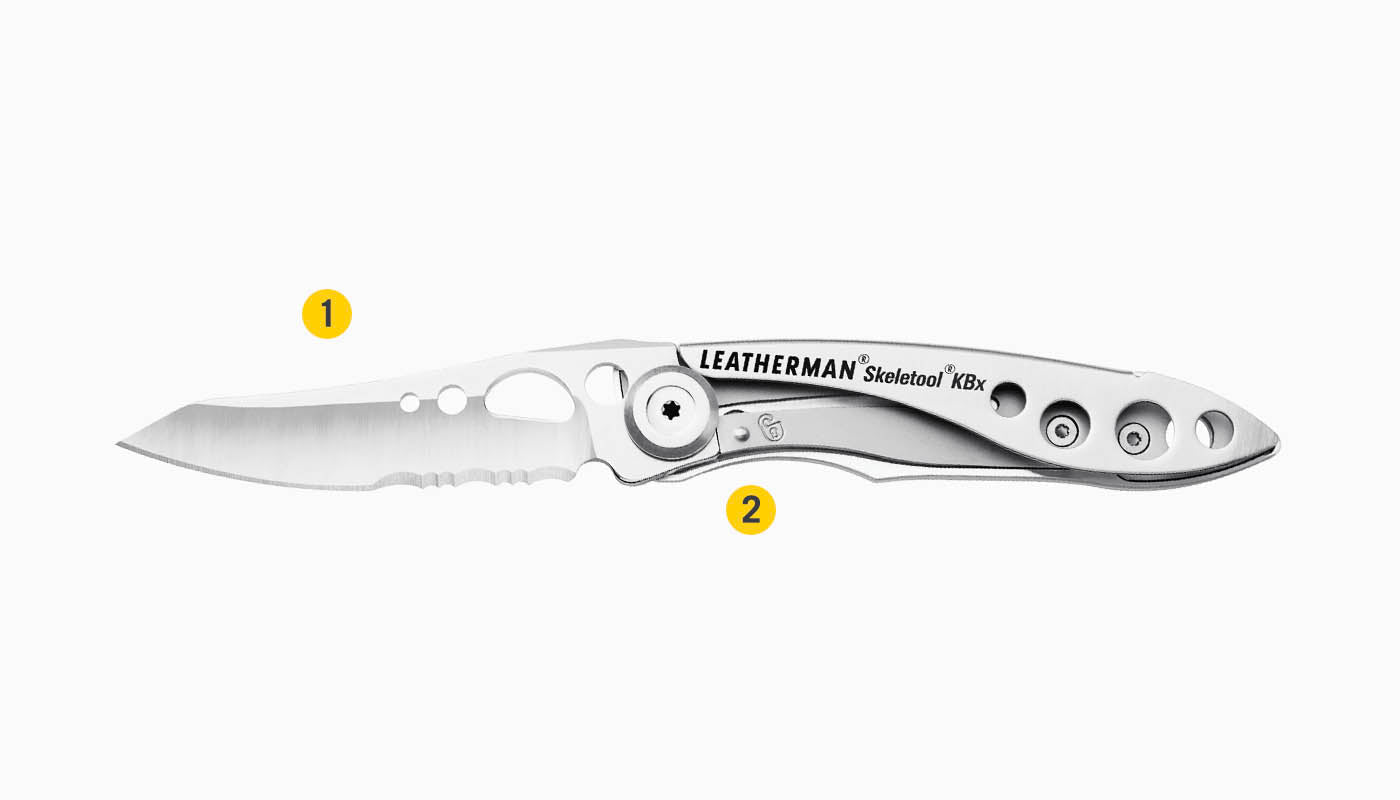 Leatherman Skeletool KBX OD Green pocket knife - tools overview