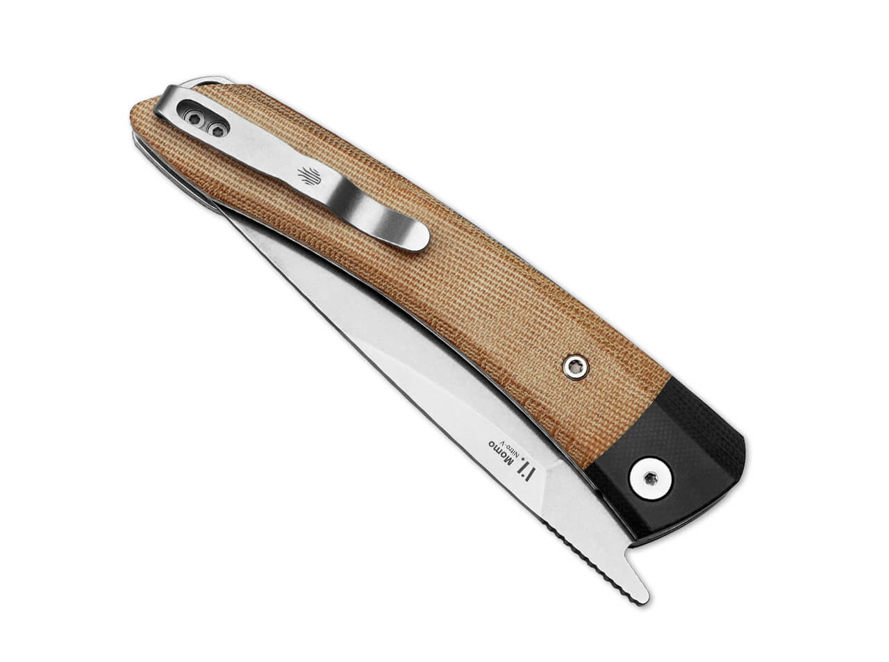 Kizer Momo Nitro-V Black G10 Micarta Natural